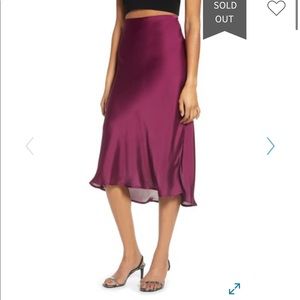 Leith Magenta Purple Satin Midi Skirt